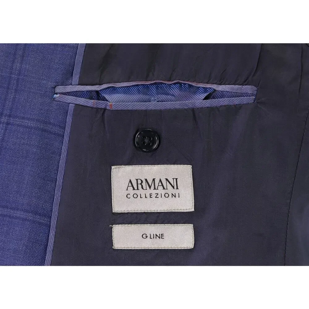 Armani Collezioni Royal Blue Windowpane 130's Wool 2-Btn Sportcoat Blazer 38S